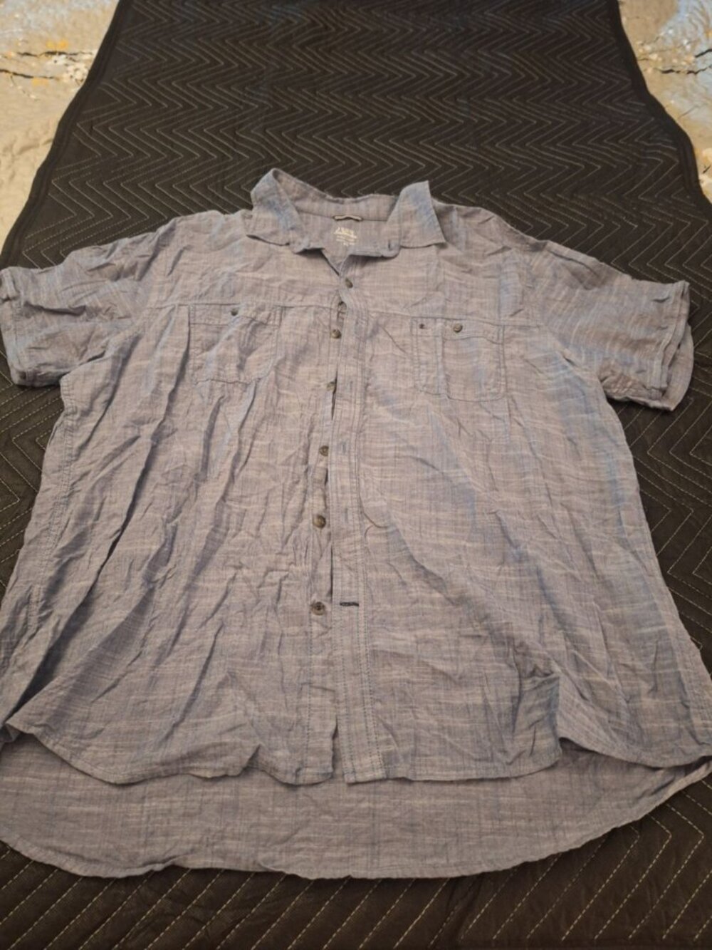 IZOD Saltwater Relaxed Classics Men’s XXL Blue Cotton Button-Up Short Sleeve Shi